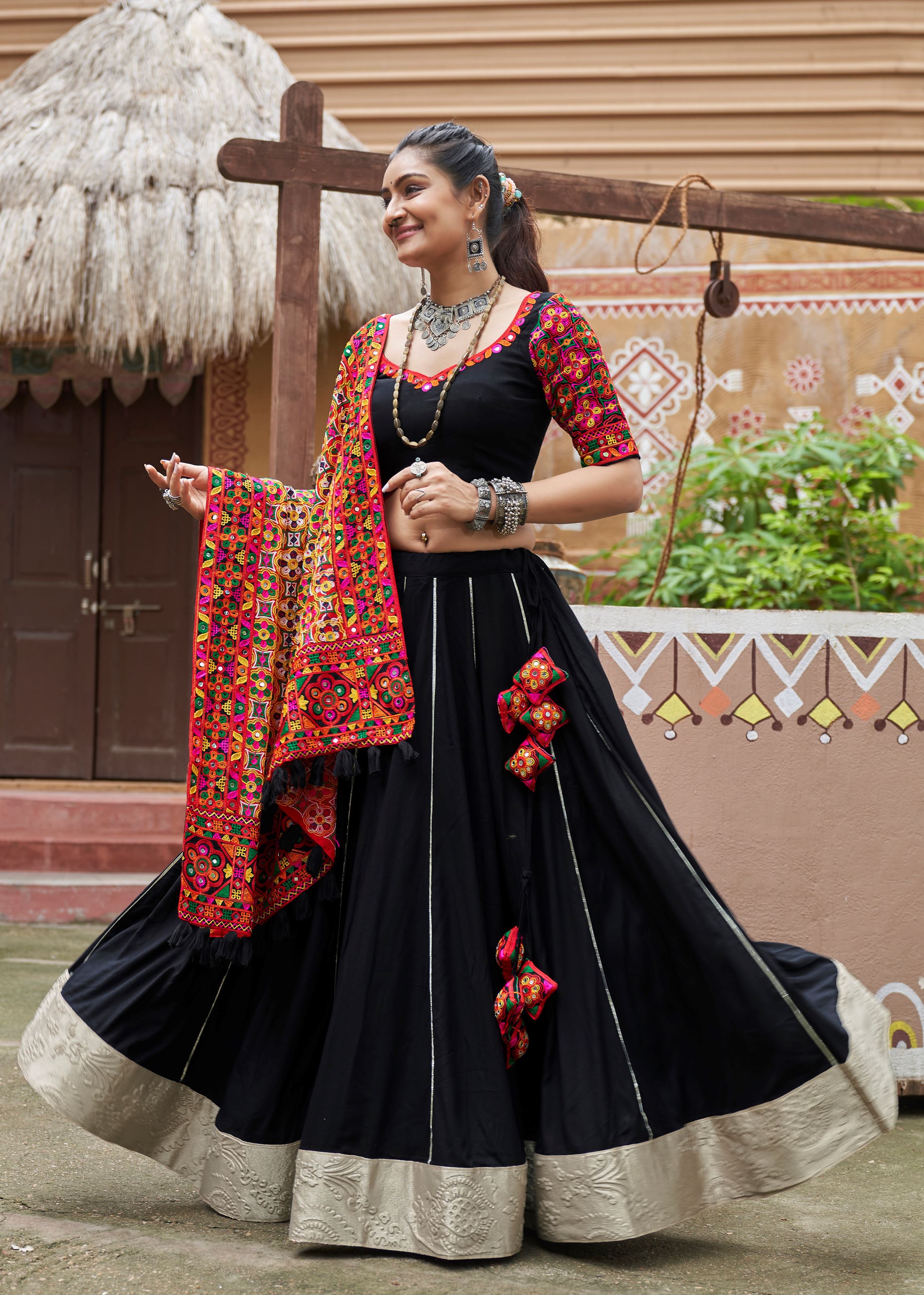 Black Lehenga Choli With Plain