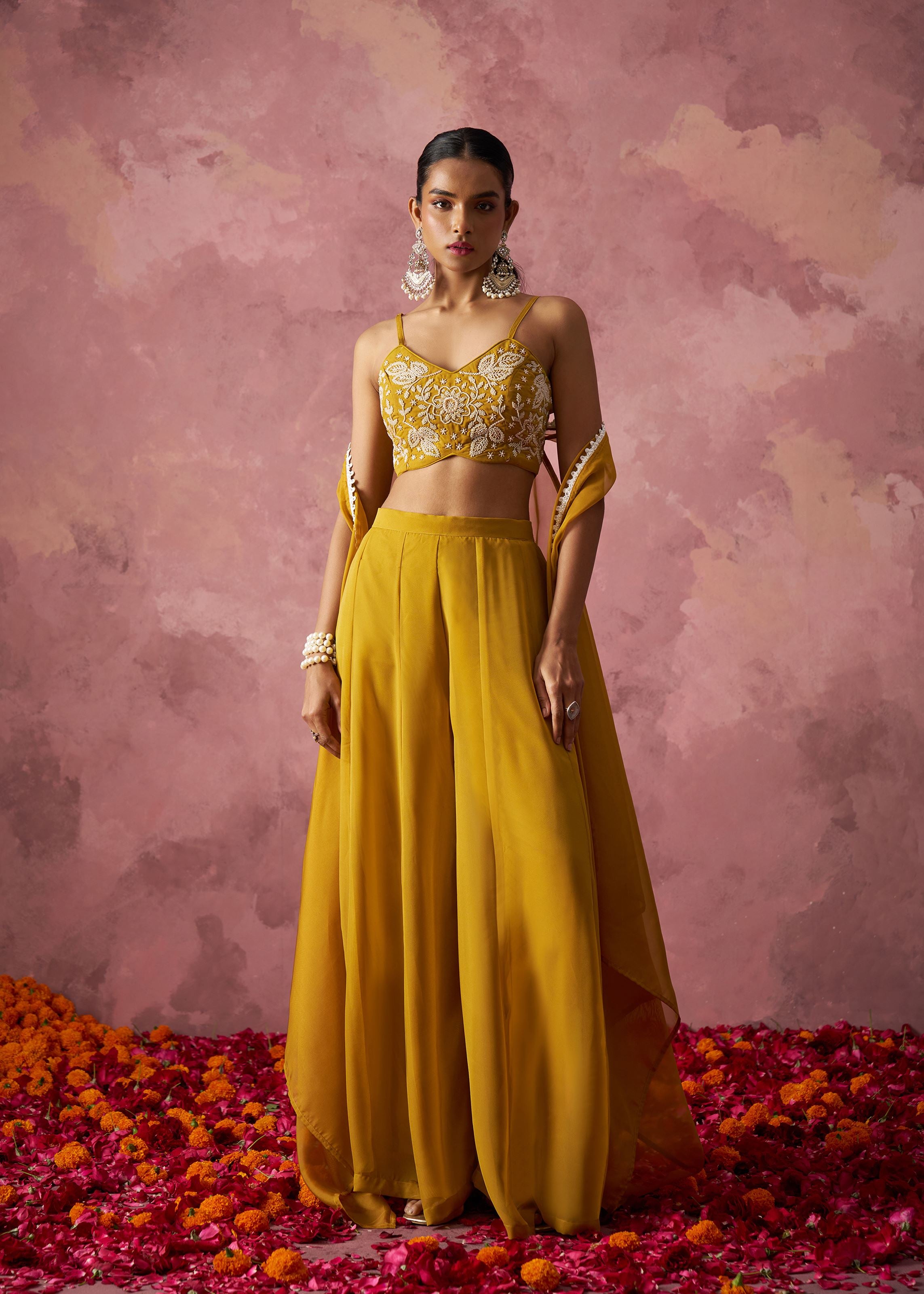 Brown Net Lehenga with Sequins Jari Work