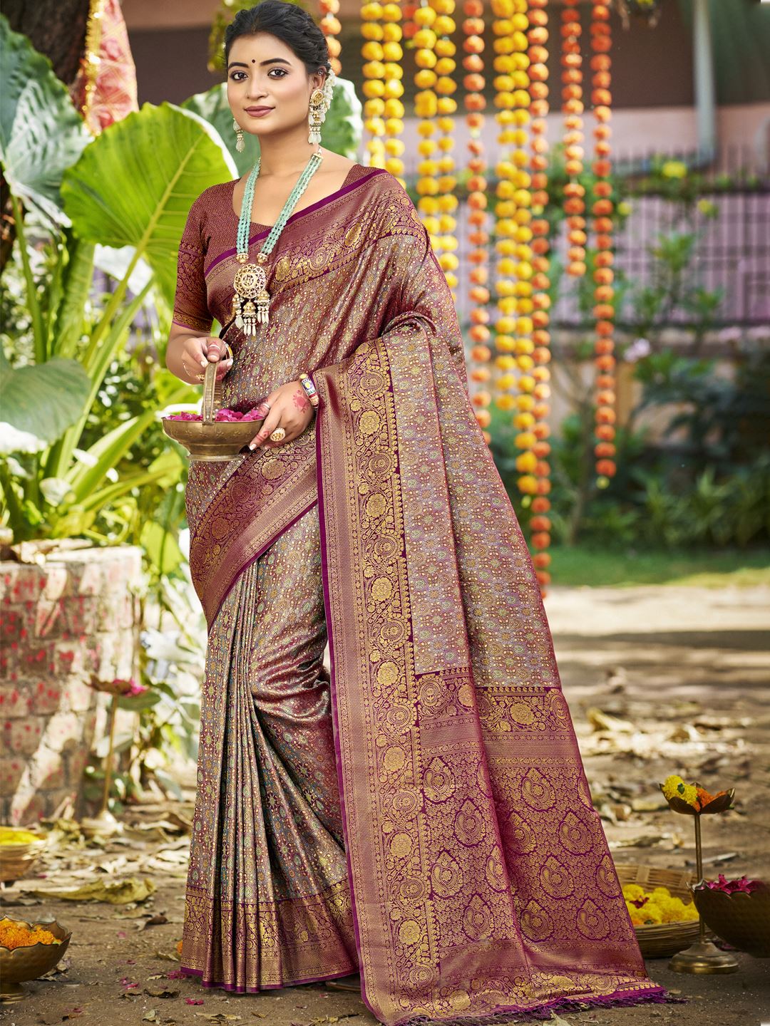 Grey Dharmavaram Silk Saree With Minimalist Elegance and Classy Drape