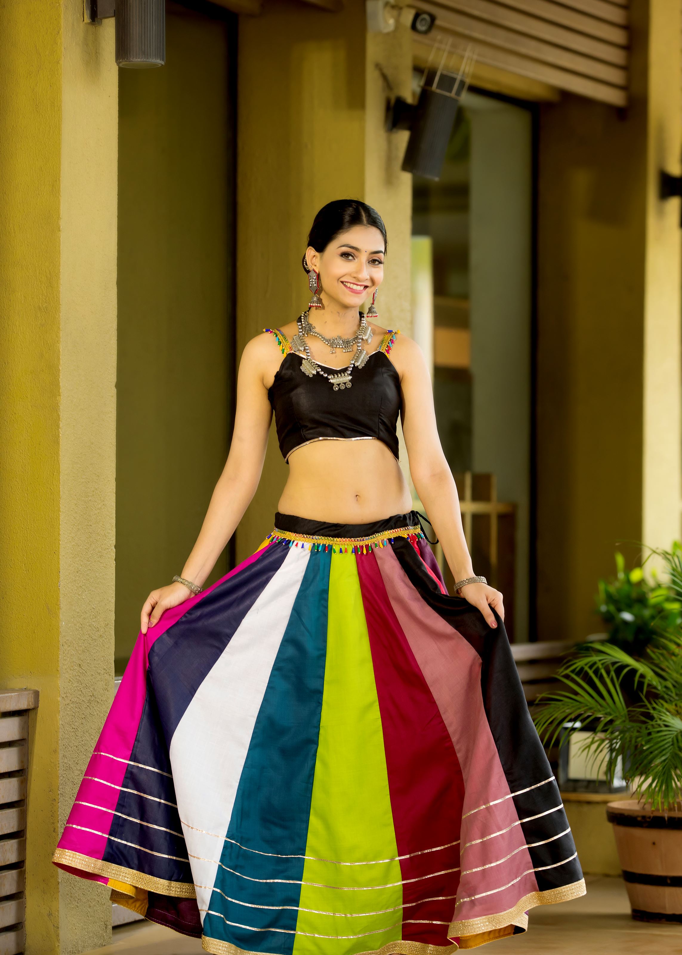 Multi Colored Navratri Chaniya Choli With Lace Work
