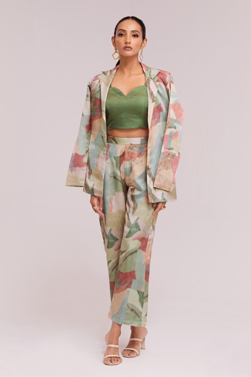 Multicolor Co-Ord Set with Printed Work