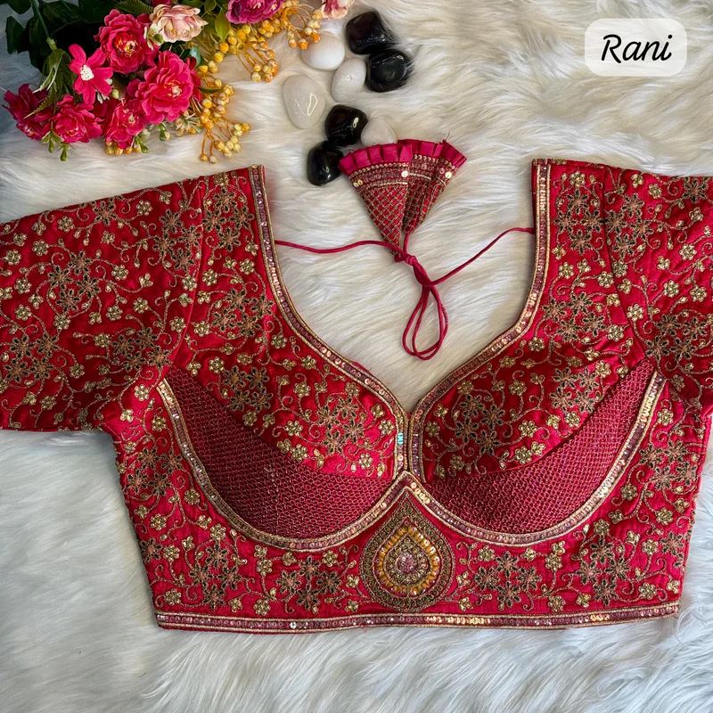 Rani Pink Heritage Luxe Bridal Blouse Inspired by Sabyasachi
