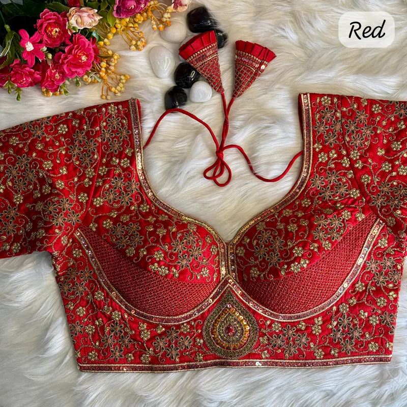 Red Heritage Luxe Bridal Blouse Inspired by Sabyasachi