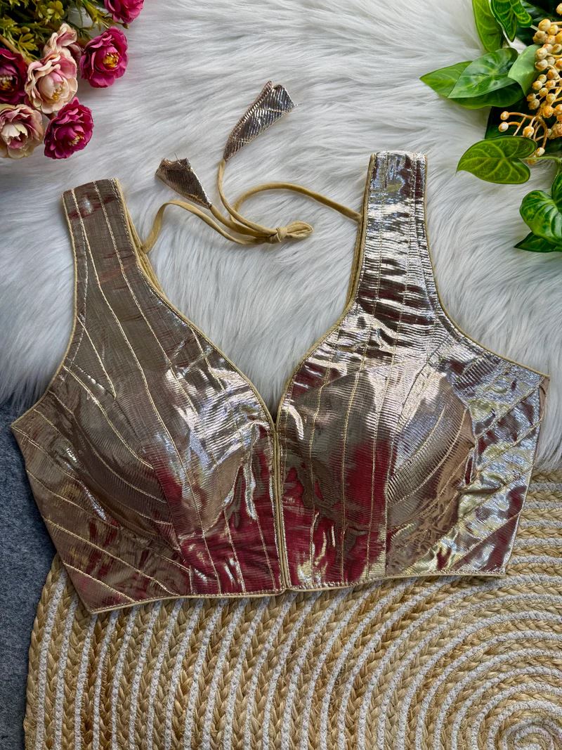 Rose Gold Mirror Gleam Festive Wear Gota Patti Blouse