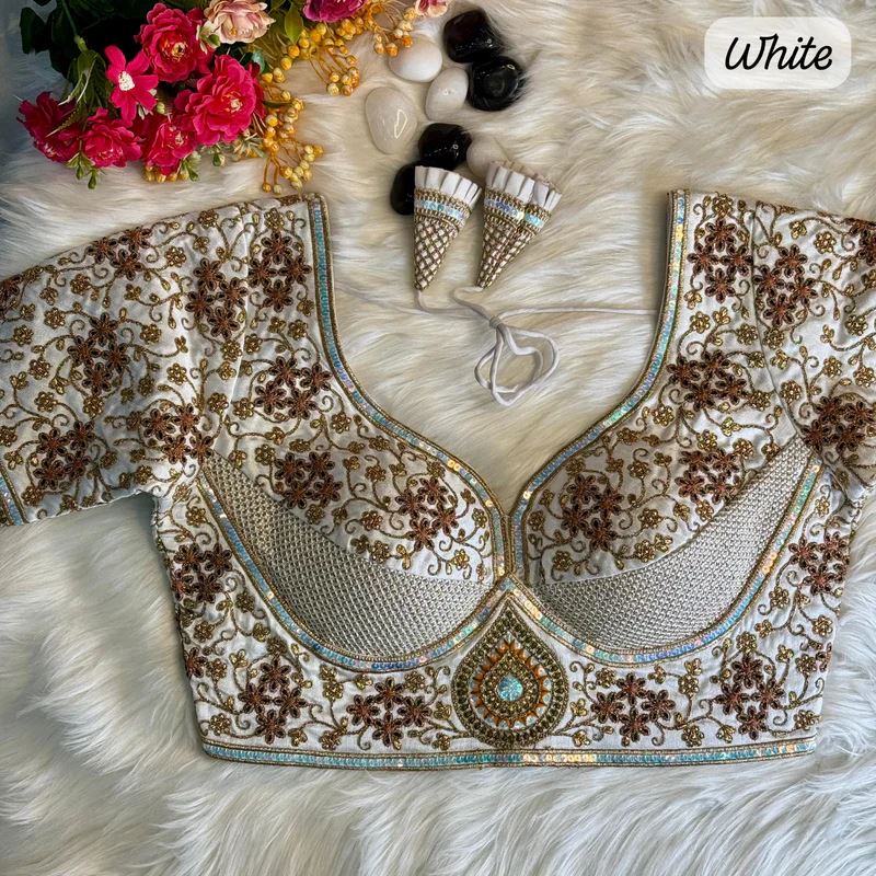 White Heritage Luxe Bridal Blouse Inspired by Sabyasachi