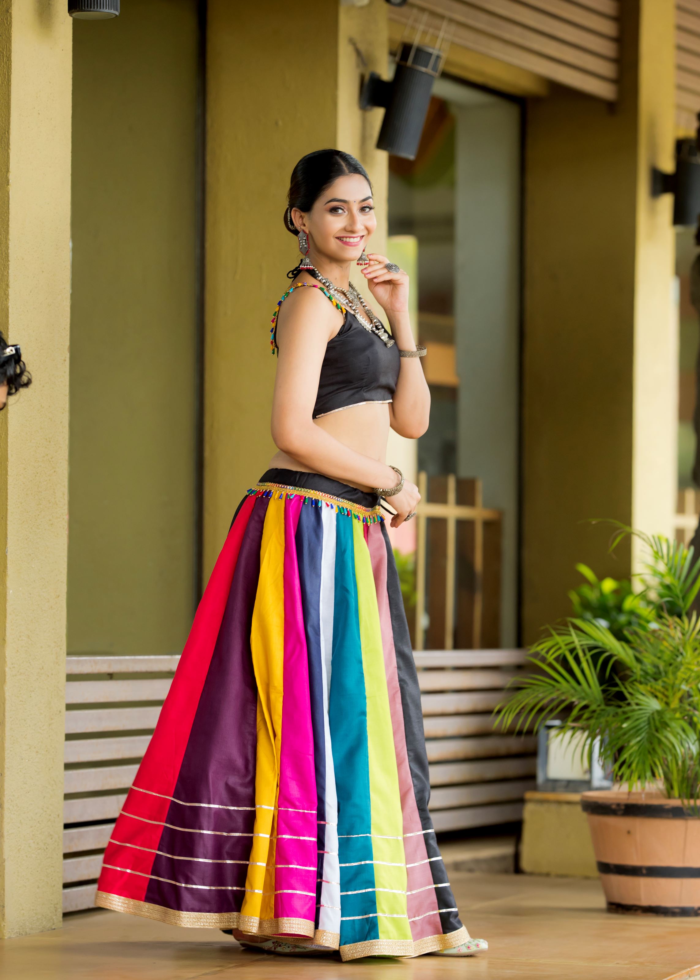 Multi Colored Navratri Chaniya Choli With Lace Work