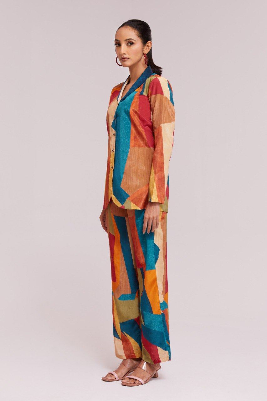 Multicolor Co-Ord Set with Printed Work