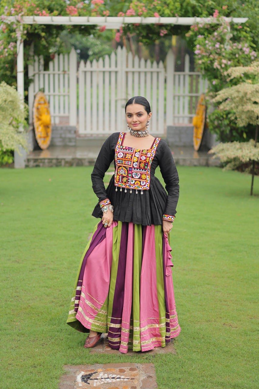 Multicolor Lehenga Choli With Attractive Gota Patti Lace
