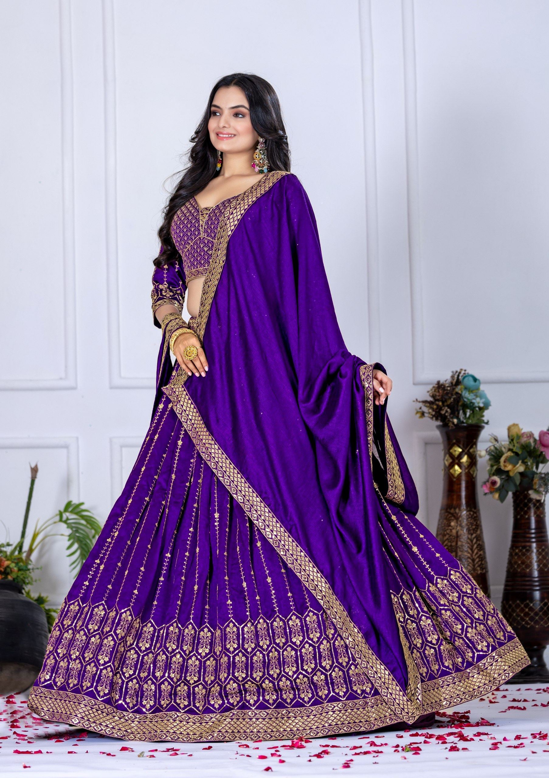 Royalblue Lehenga Choli With Embroidery With Multi Thread Sequence Work