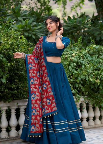 Firozi Ethereal Lehenga Choli with Gota Patti Embellishment