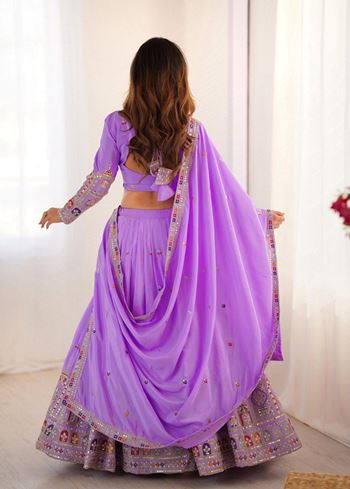 Lavender Lehenga Choli With Coding Dori With Thread Sequnce Work
