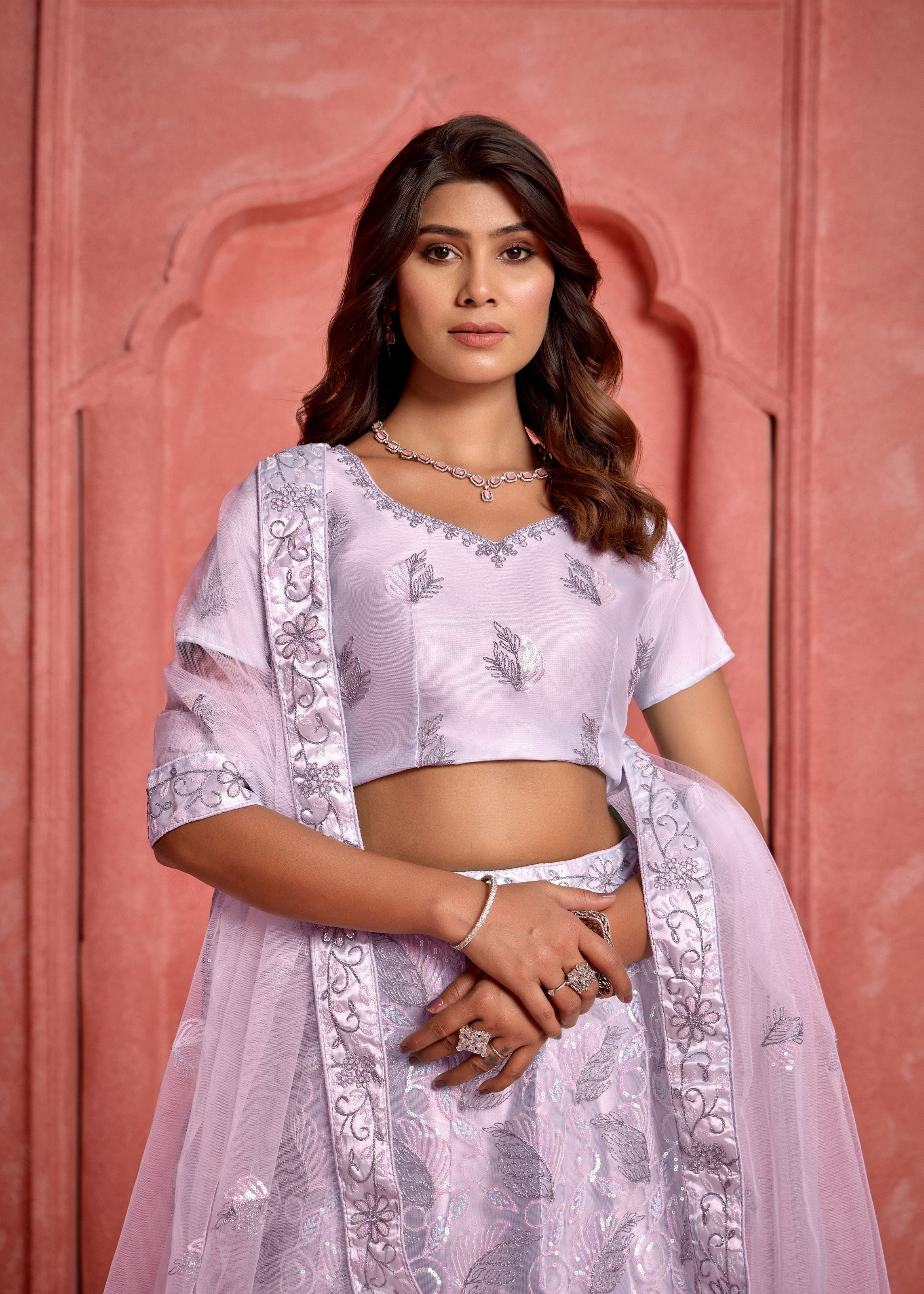 Lavender Net Lehenga with Soft Sequin Highlights