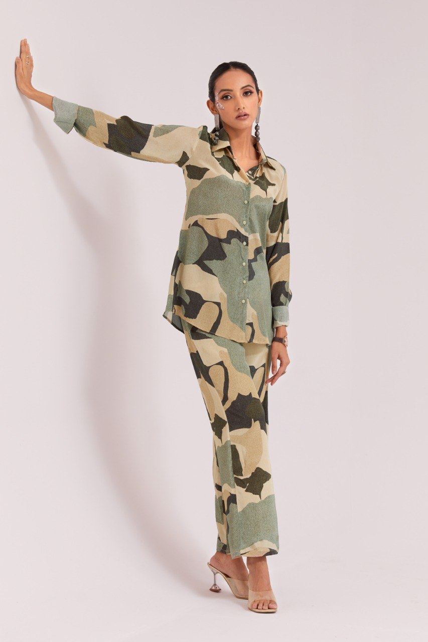 Multicolor Co-Ord Set with Printed Work