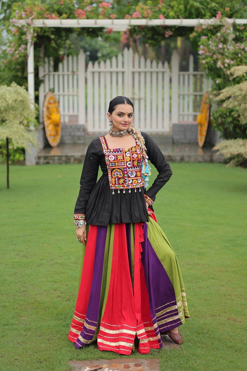 Multicolor Lehenga Choli With Attractive Gota Patti Lace