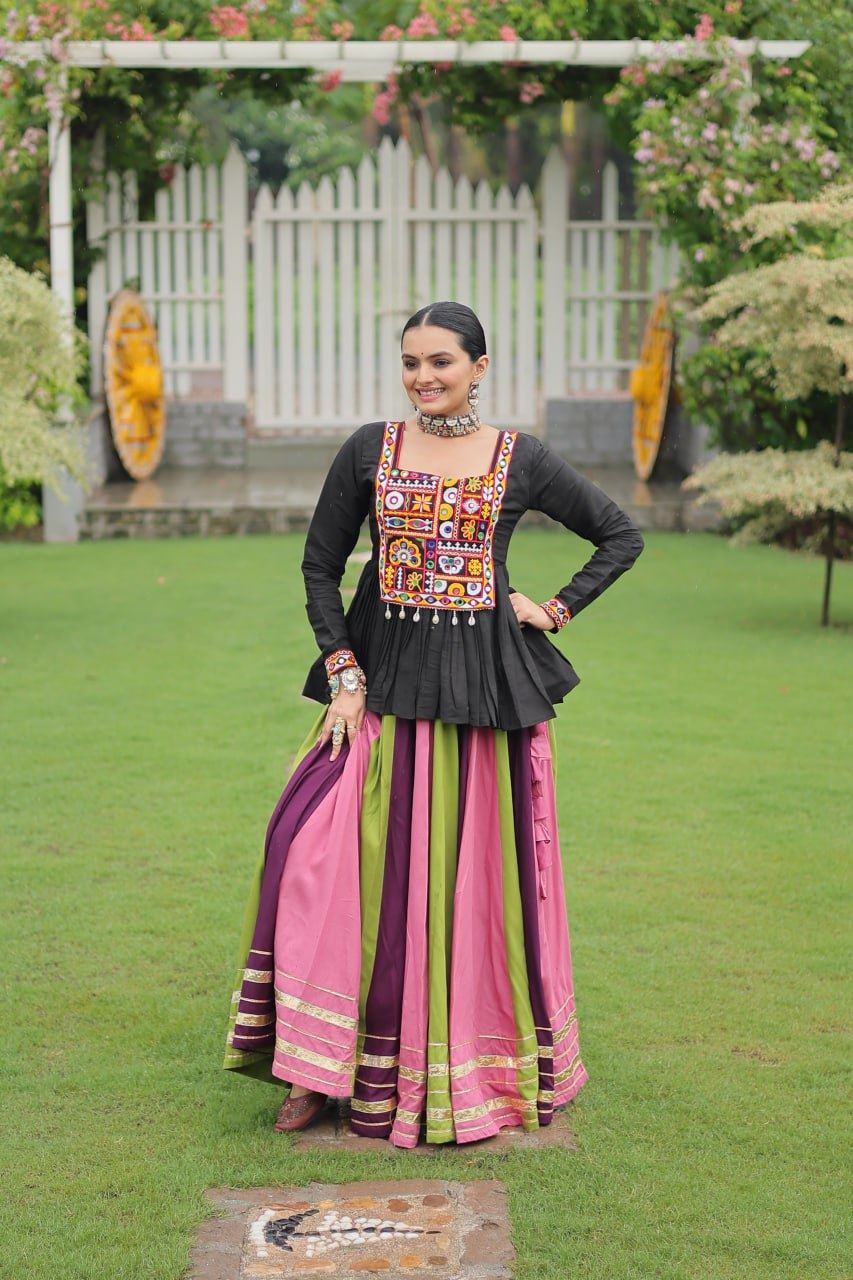 Multicolor Lehenga Choli With Attractive Gota Patti Lace