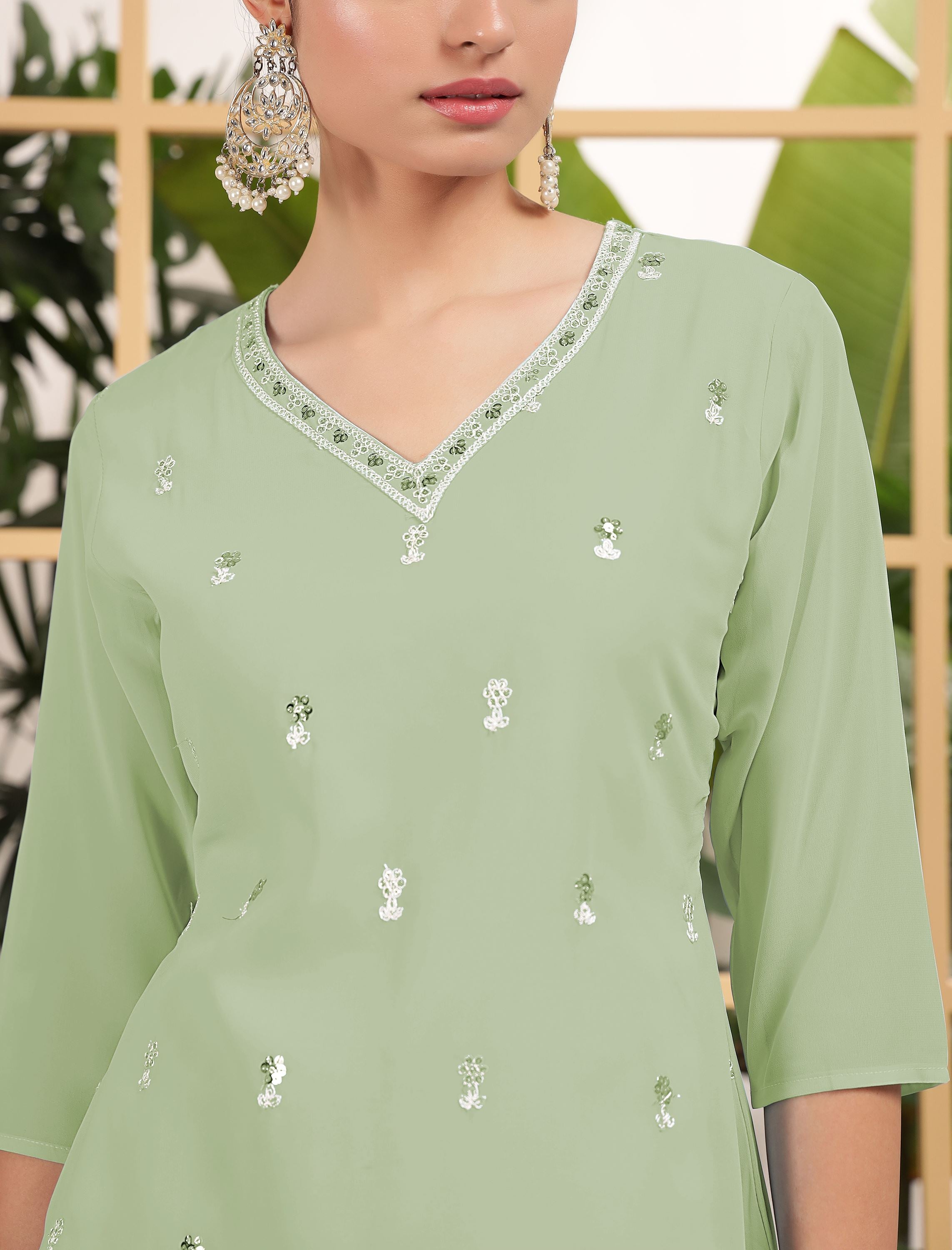 Pista Sharara Dress With Sequence Embroidered