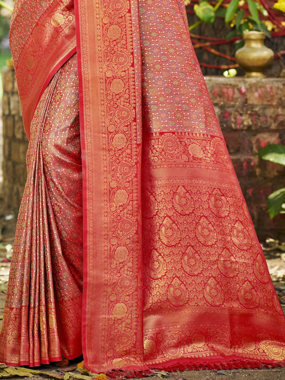 Red Dharmavaram Silk Saree With Timeless Grace and Elegant Charm