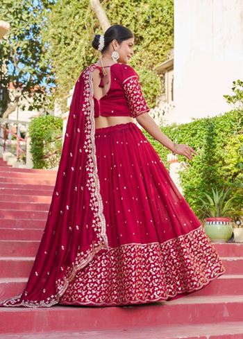 Red Lehenga Choli With Embroidery Rajwadi Work