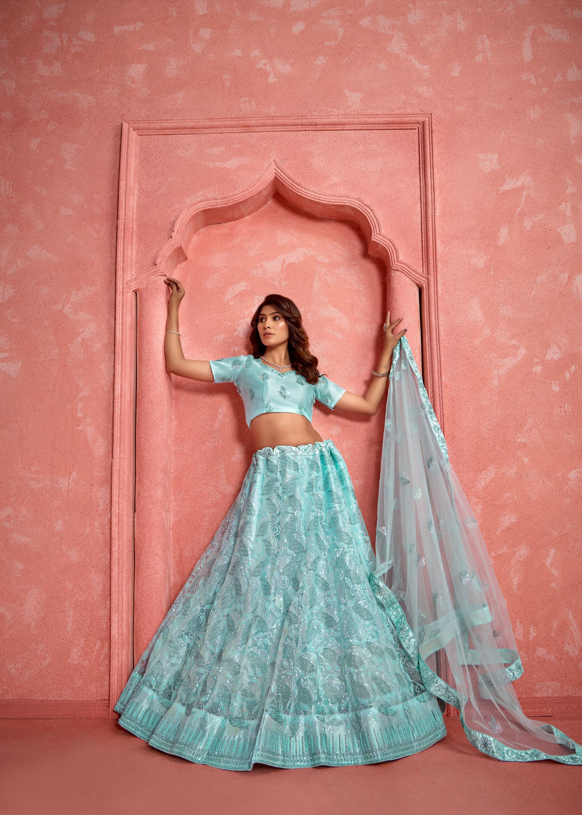 Magenta Lehenga Choli With Heavy Sequence Embroidered