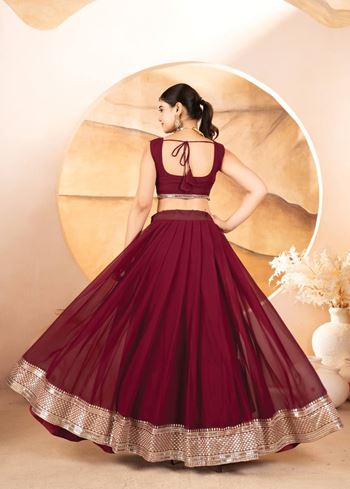 Maroon Lehenga Choli With Sequins Embroidered Work