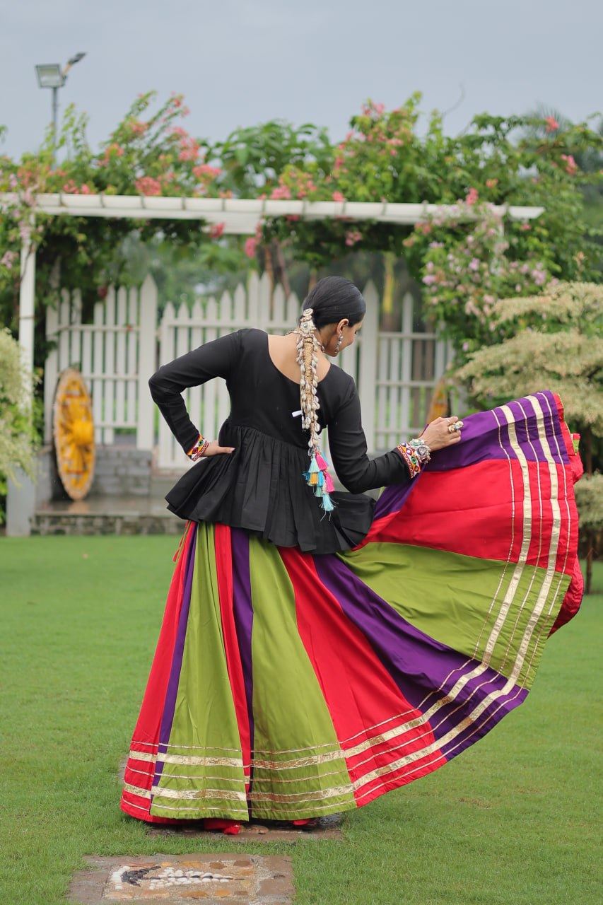 Multicolor Lehenga Choli With Attractive Gota Patti Lace