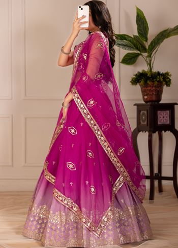 Pink Lehenga Choli With Embroidery Thread Sequence Work