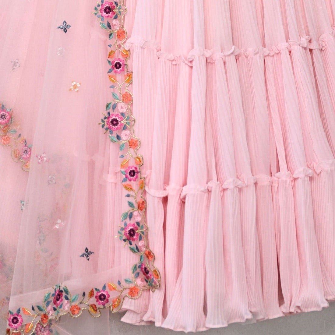 Pink Lehenga Choli With Thread and Sequence Embroidery Work