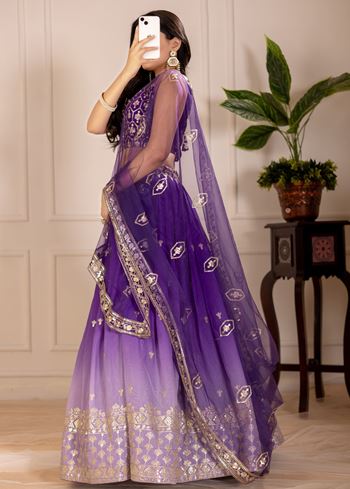 Purple Lehenga Choli With Embroidery Thread Sequence Work