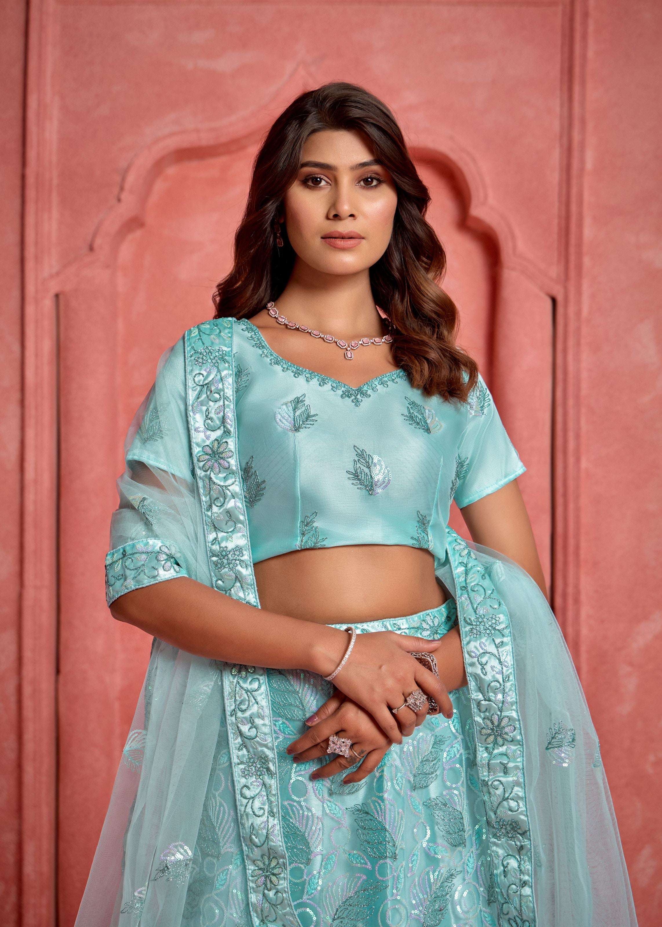 Magenta Lehenga Choli With Heavy Sequence Embroidered