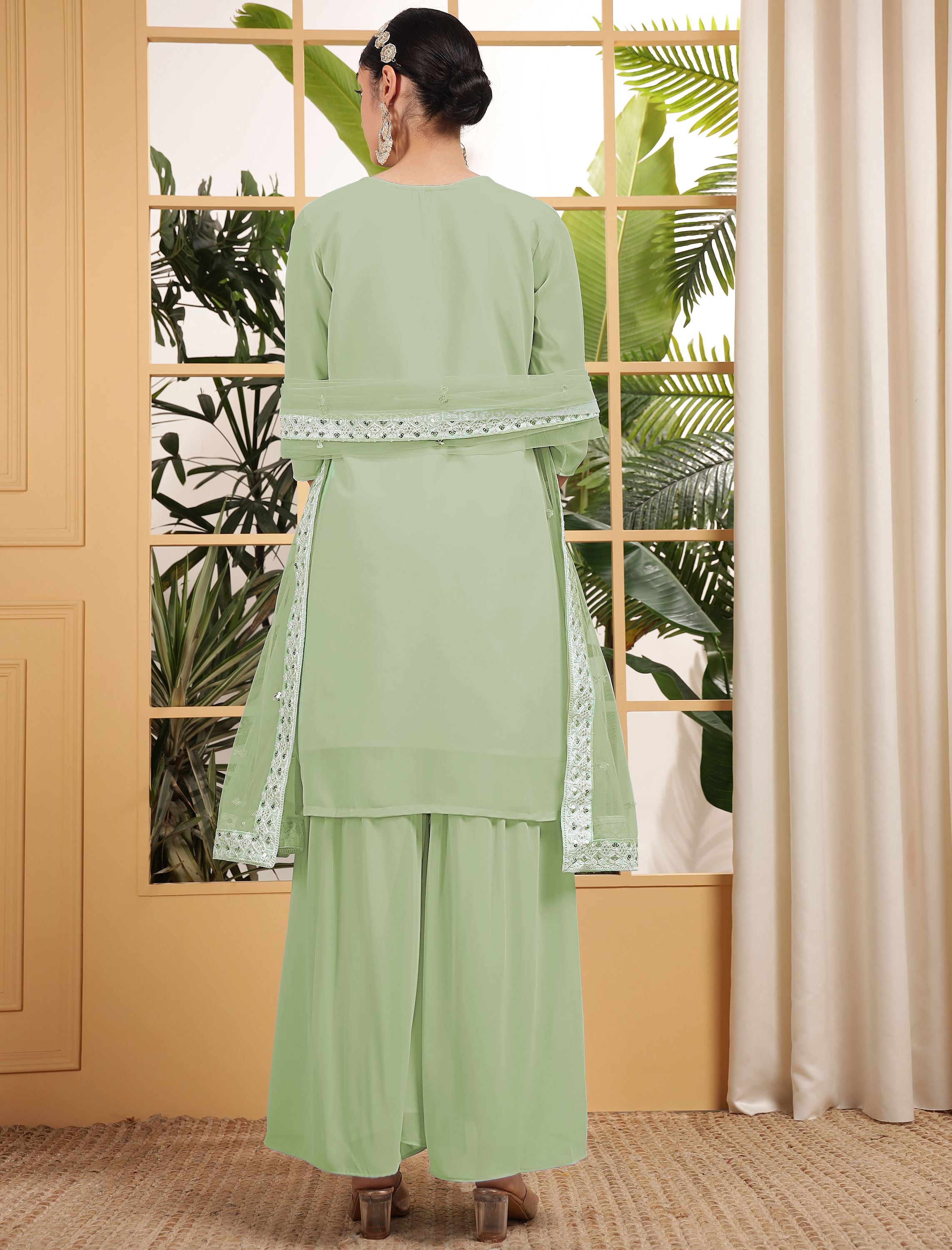 Pista Sharara Dress With Sequence Embroidered