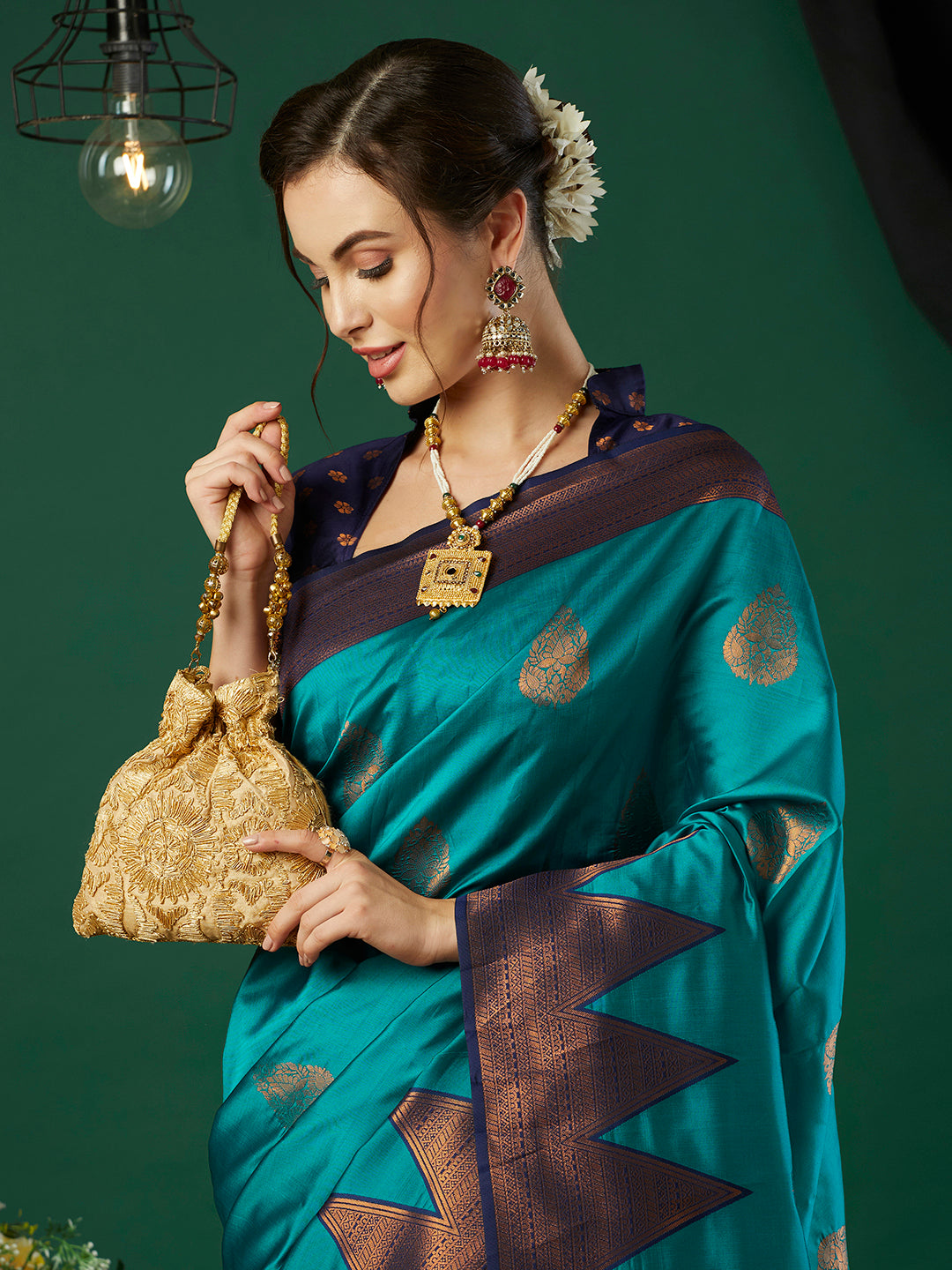 Aqua Blue Banarasi Silk Woven Jari Designer Heavy And Ethnic Partywear Saree