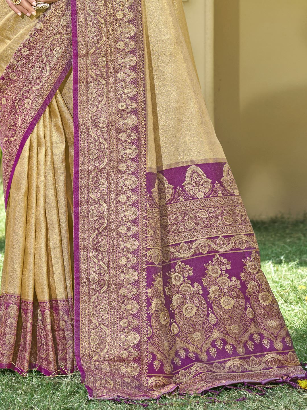 Beige Color Woven Work Banarasi Silk Saree