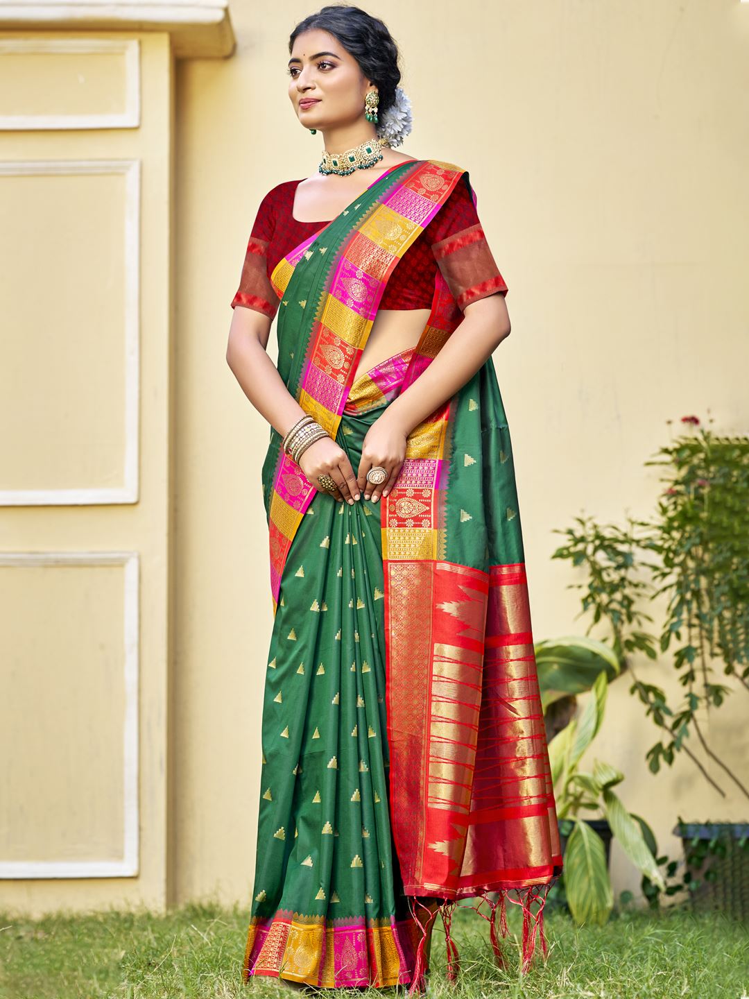 Blossom Green Color Soft Silk Saree