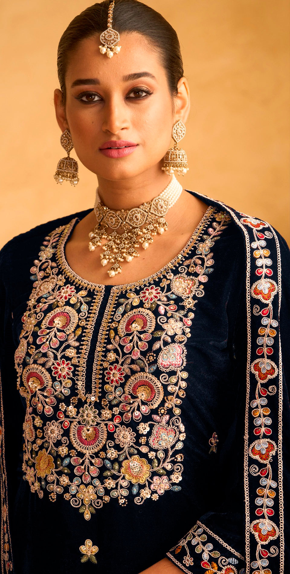 Blue Heavy Designer Suit With Heavy Embroidery Work