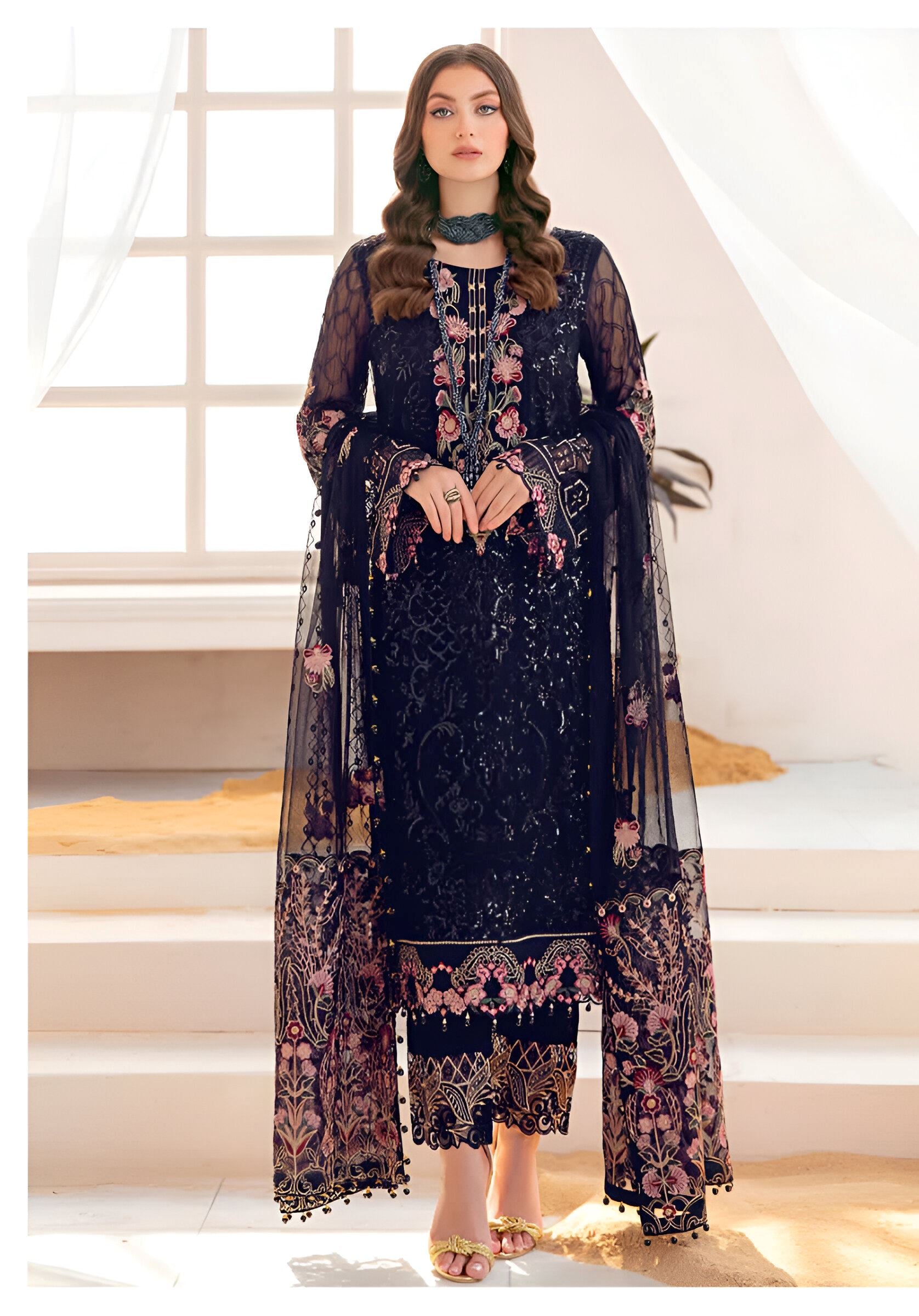 Blue Heavy Designer Suit With Heavy Embroidery Work