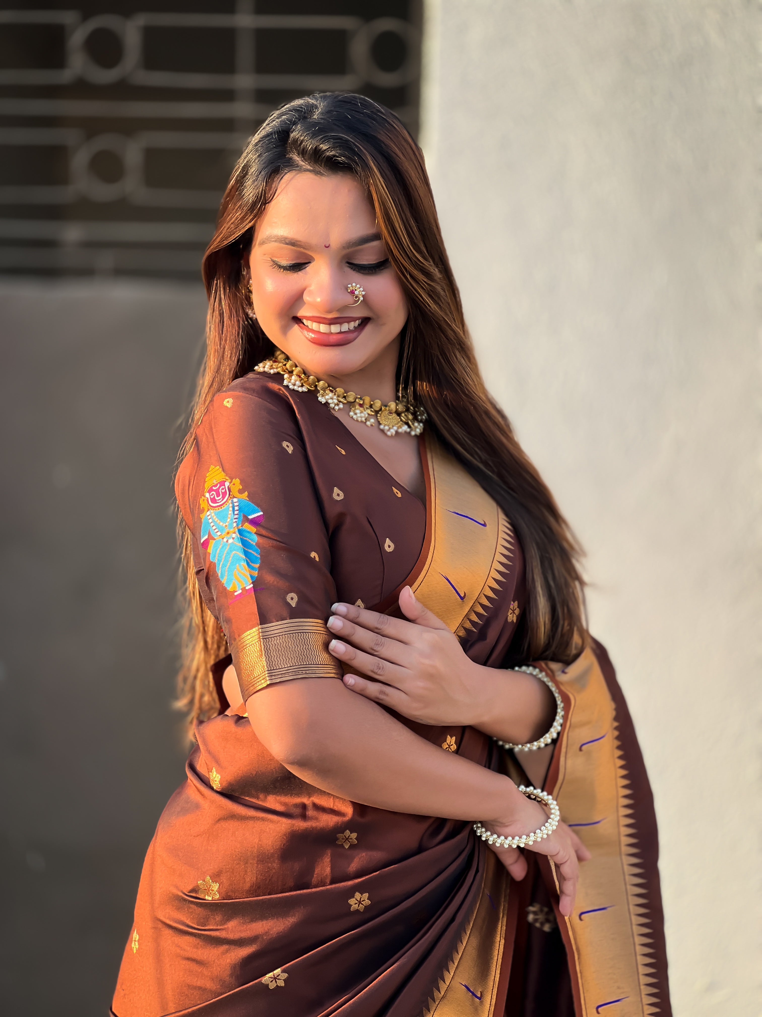Brown Soft Silk Woven Vitthala Designer Traditional Ethnic Saree