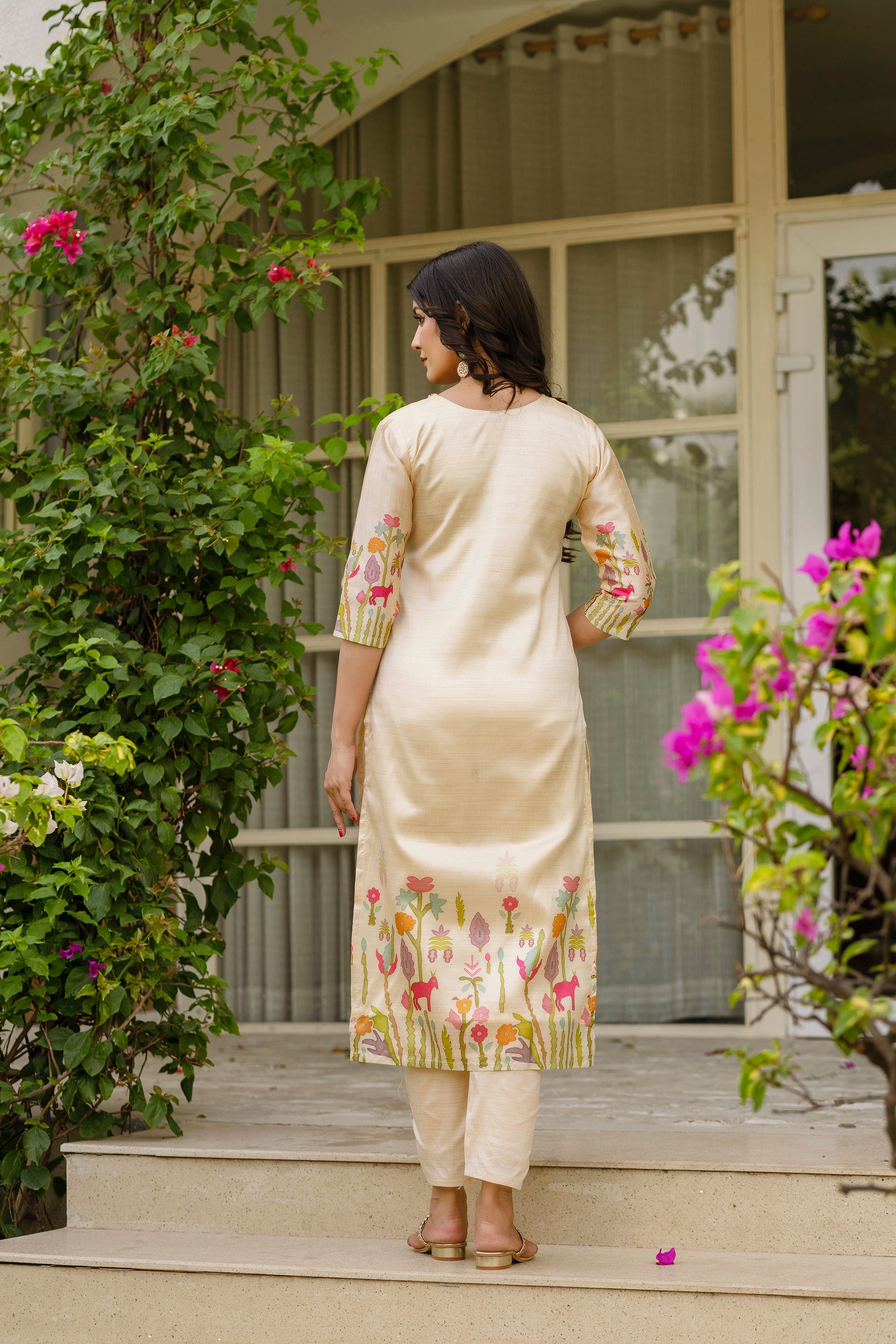 Chiku Viscose Assam Silk Elegant Kurta Pant Set With Embroidery Work