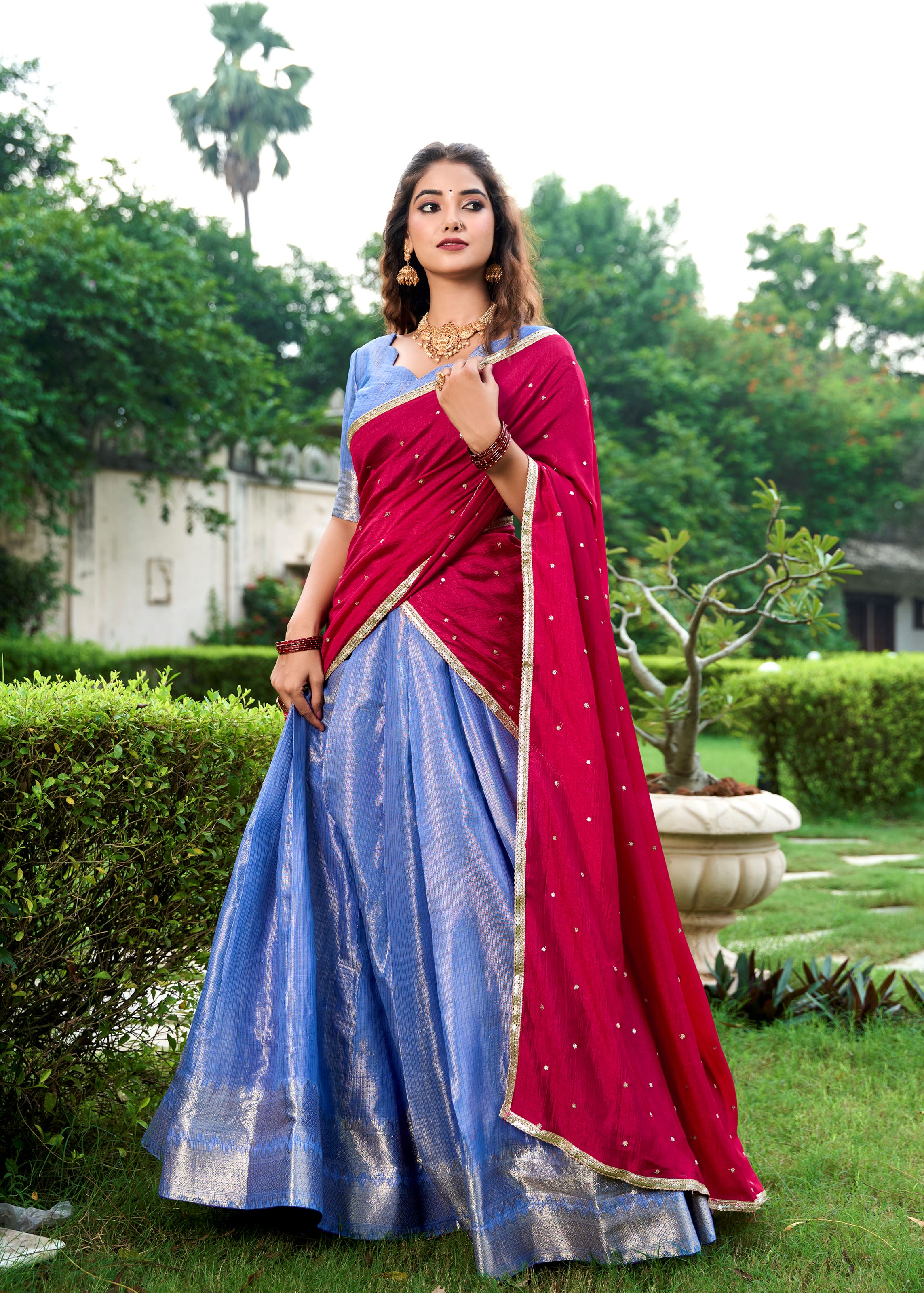 Classic Royal Blue Elegance With A Touch Of Tradition Kanchipuram Lehenga