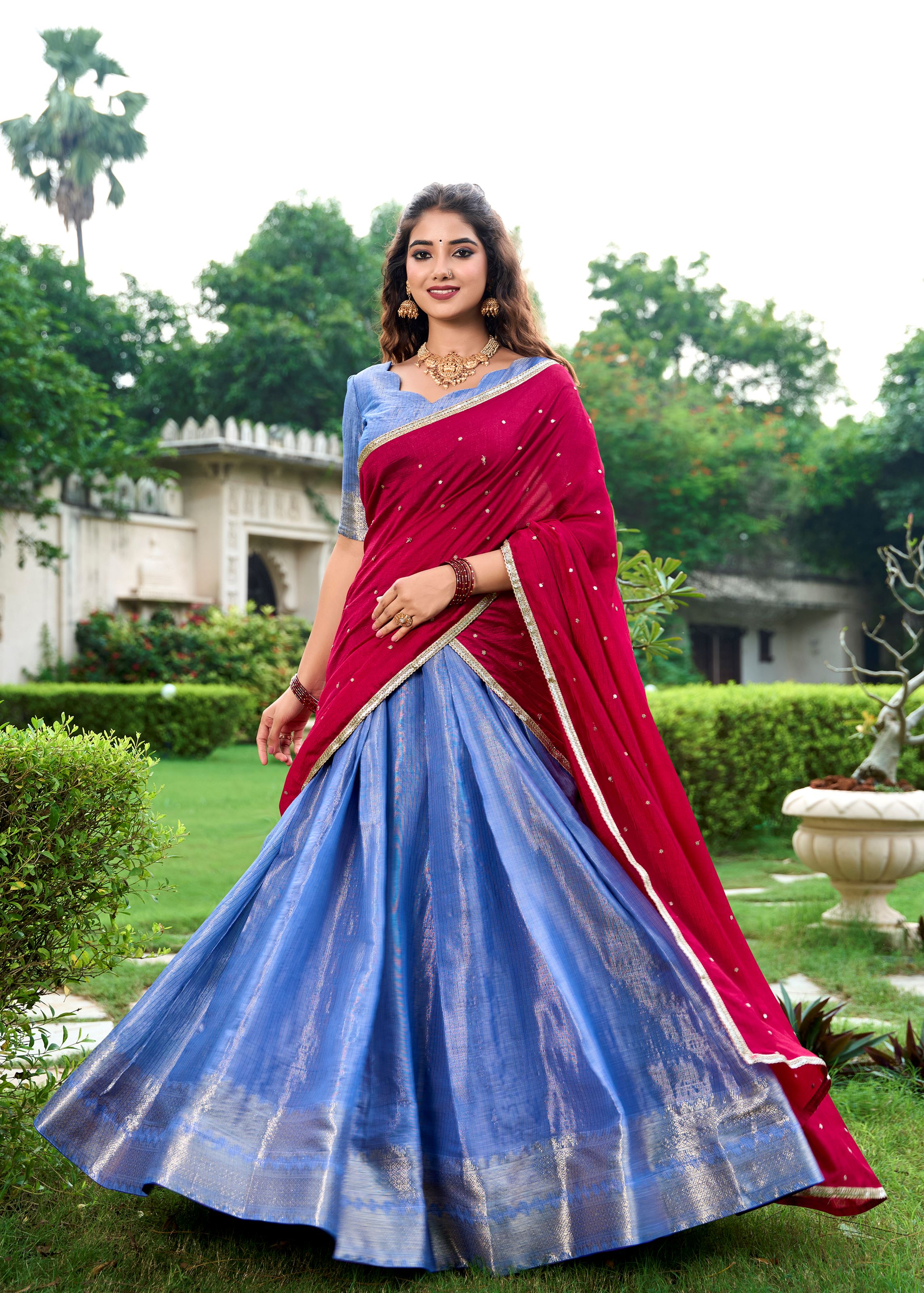 Classic Royal Blue Elegance With A Touch Of Tradition Kanchipuram Lehenga