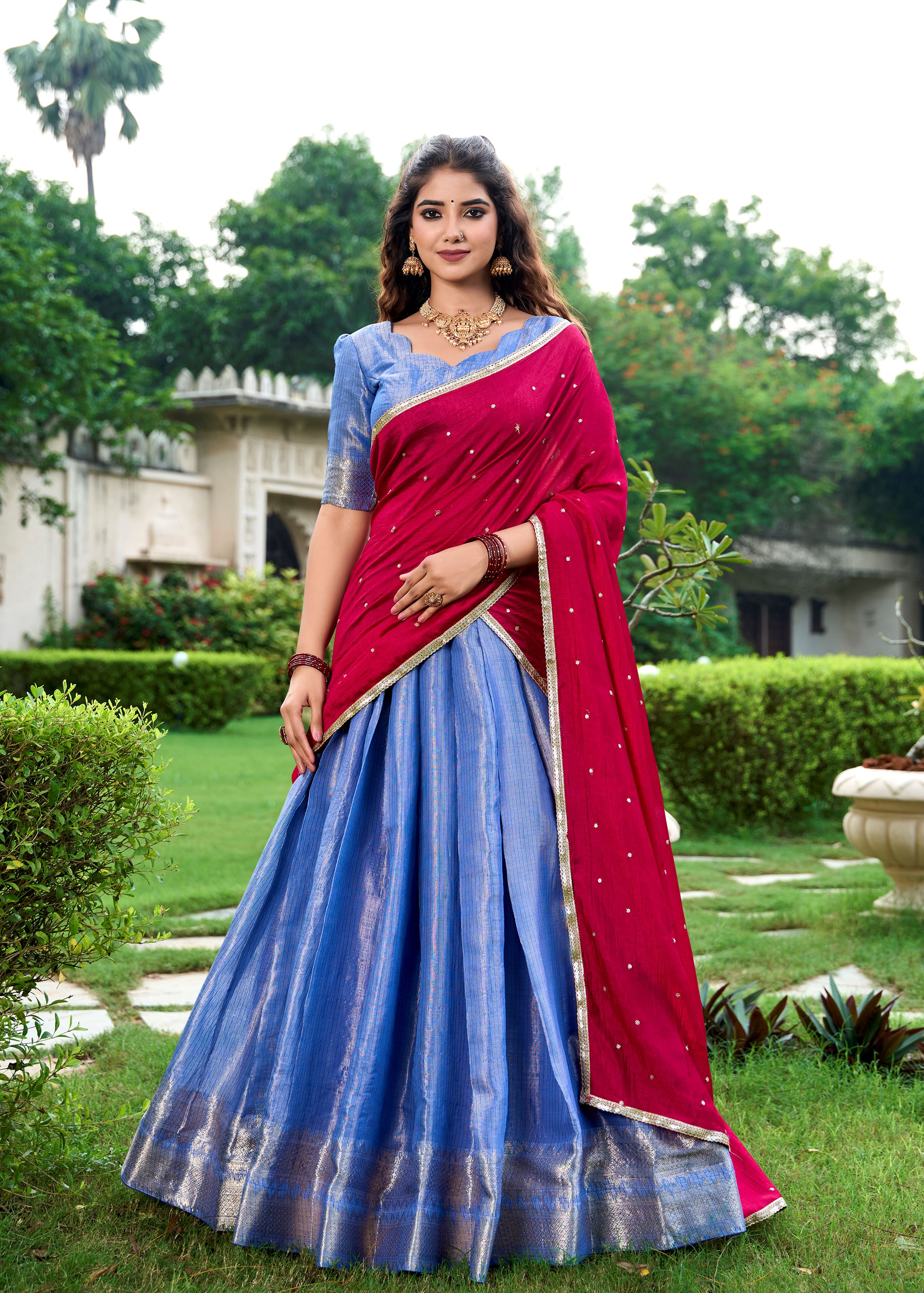Classic Royal Blue Elegance With A Touch Of Tradition Kanchipuram Lehenga