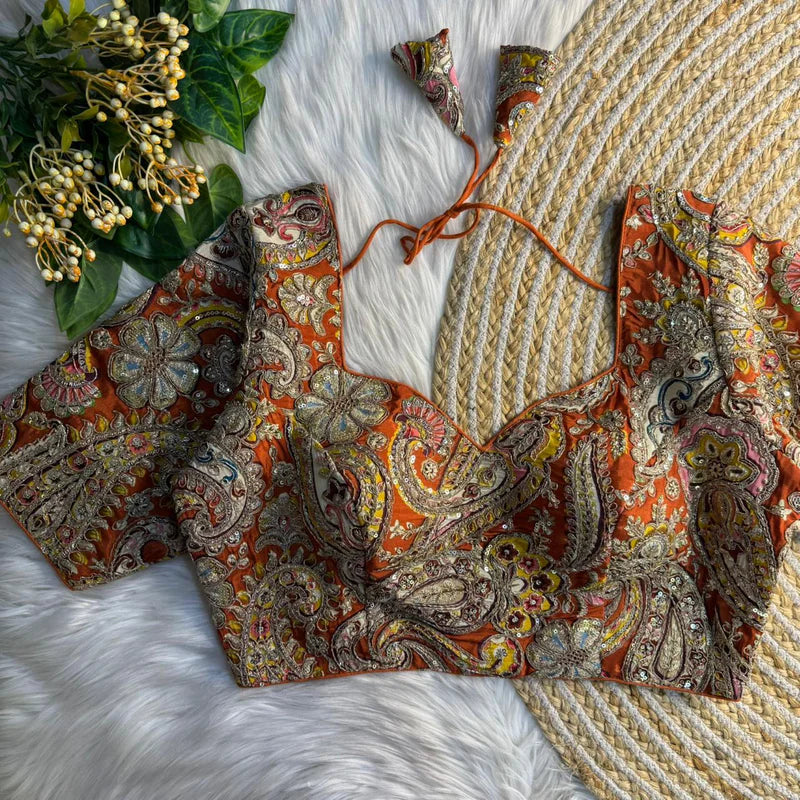 Copper Stylish Sweetheart Neck Crepe Blouse