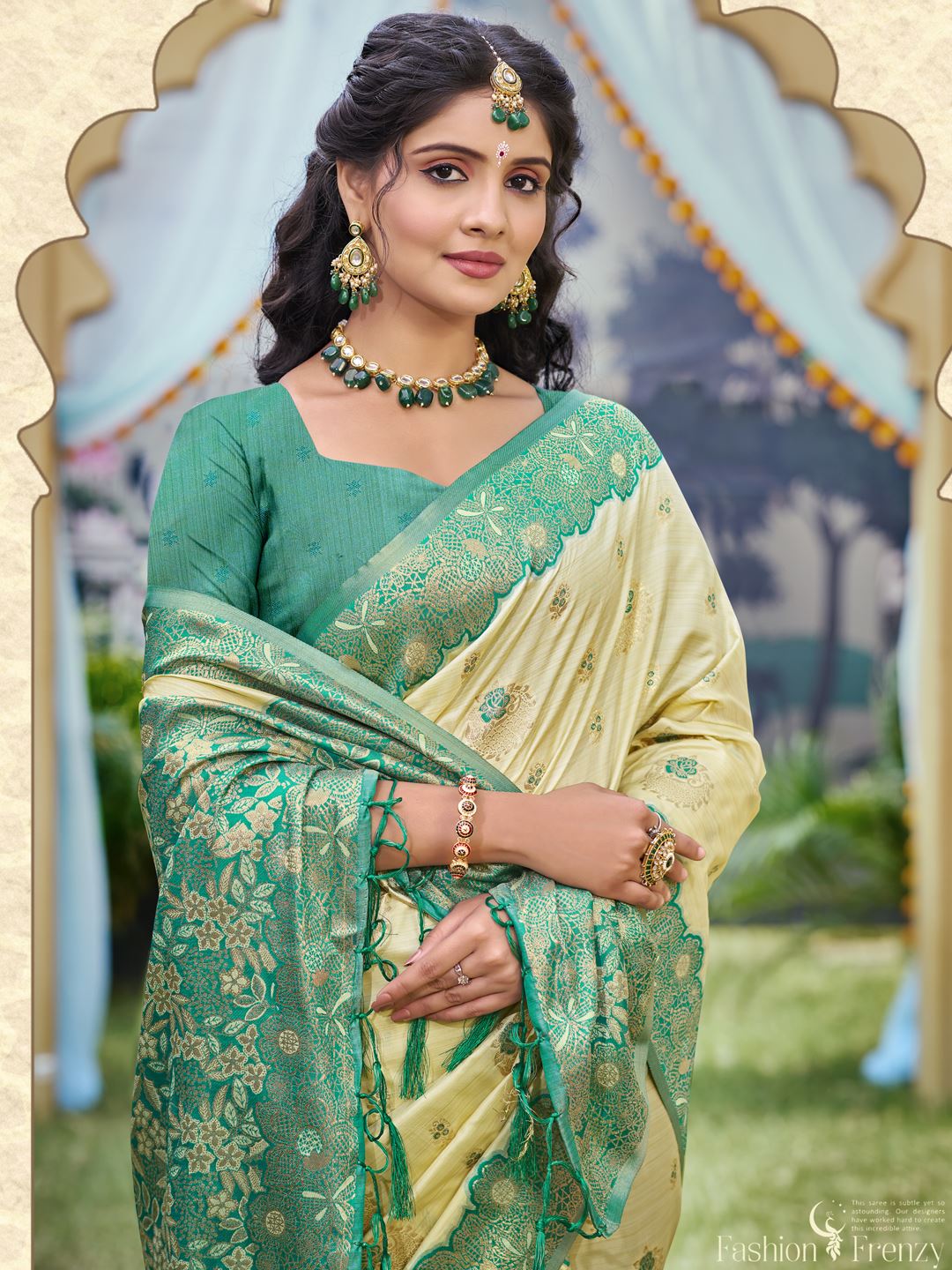 Cream Color Classic Banarasi Silk Saree