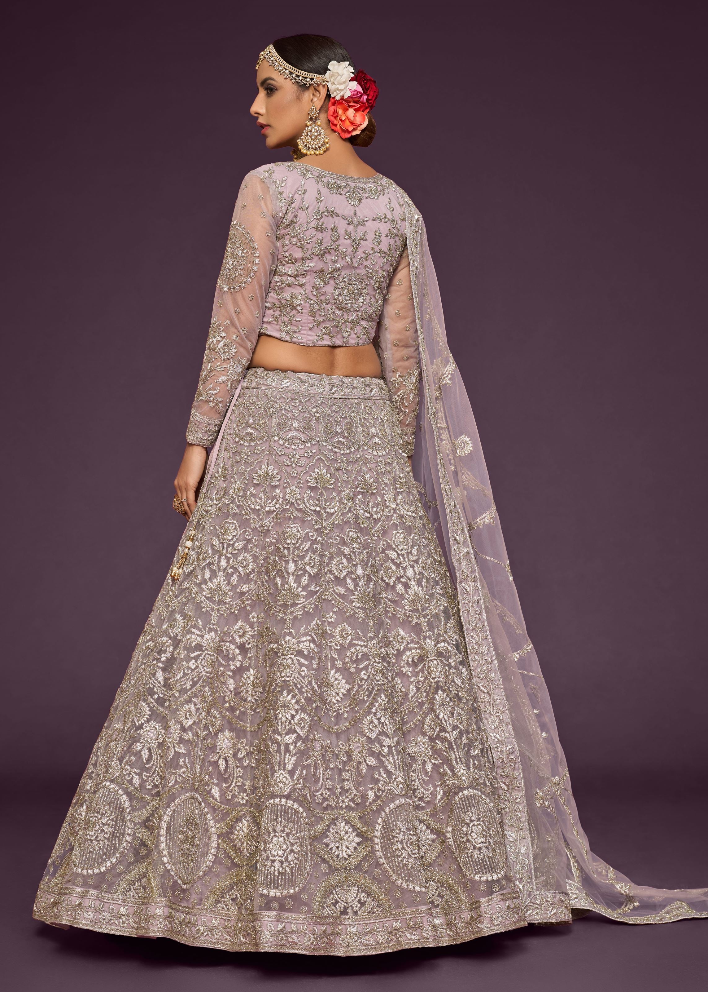 Dusky Orchid Lehenga Choli With Thread, Zari, Badla And Glitter Dori Embroidery Work