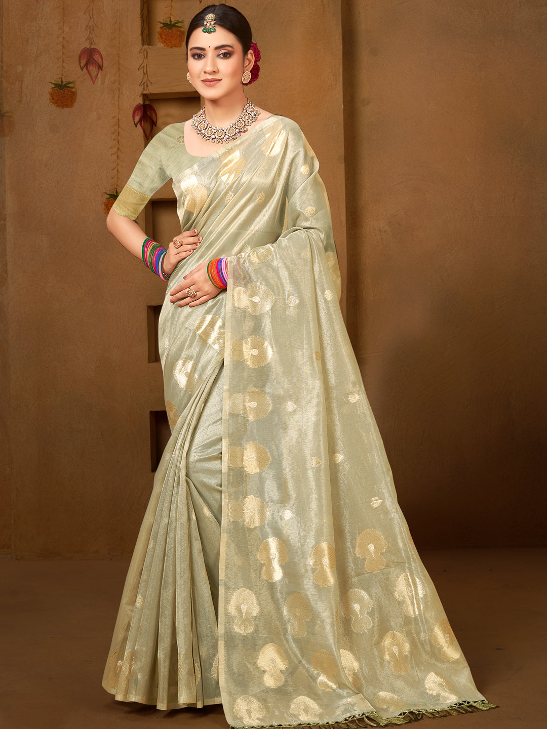 Enchanting Grey Munga kota Festival Saree for Women