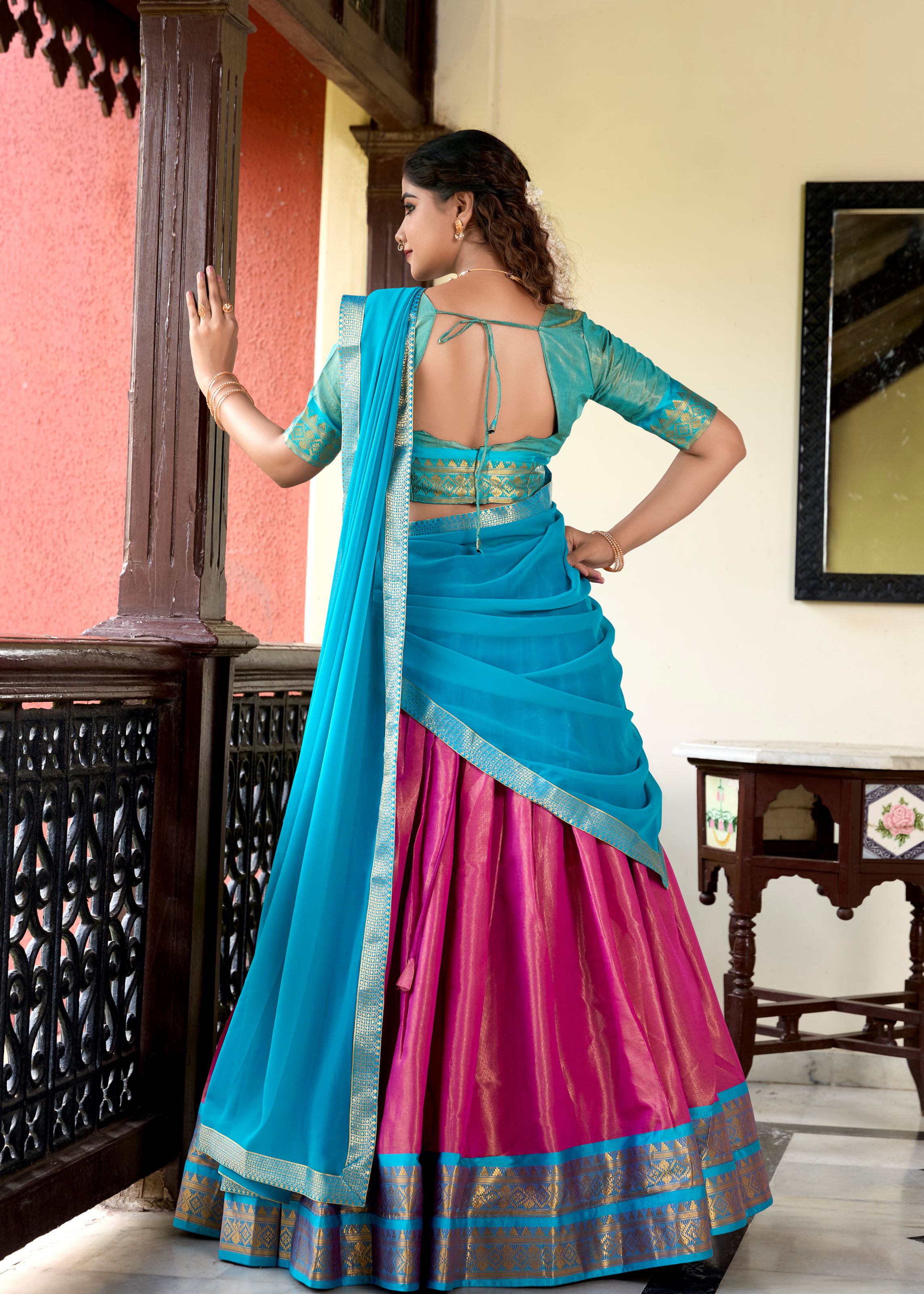 Ethereal Beauty In Pink Kanchipuram Zari Woven Silk Lehenga For Grand Celebrations
