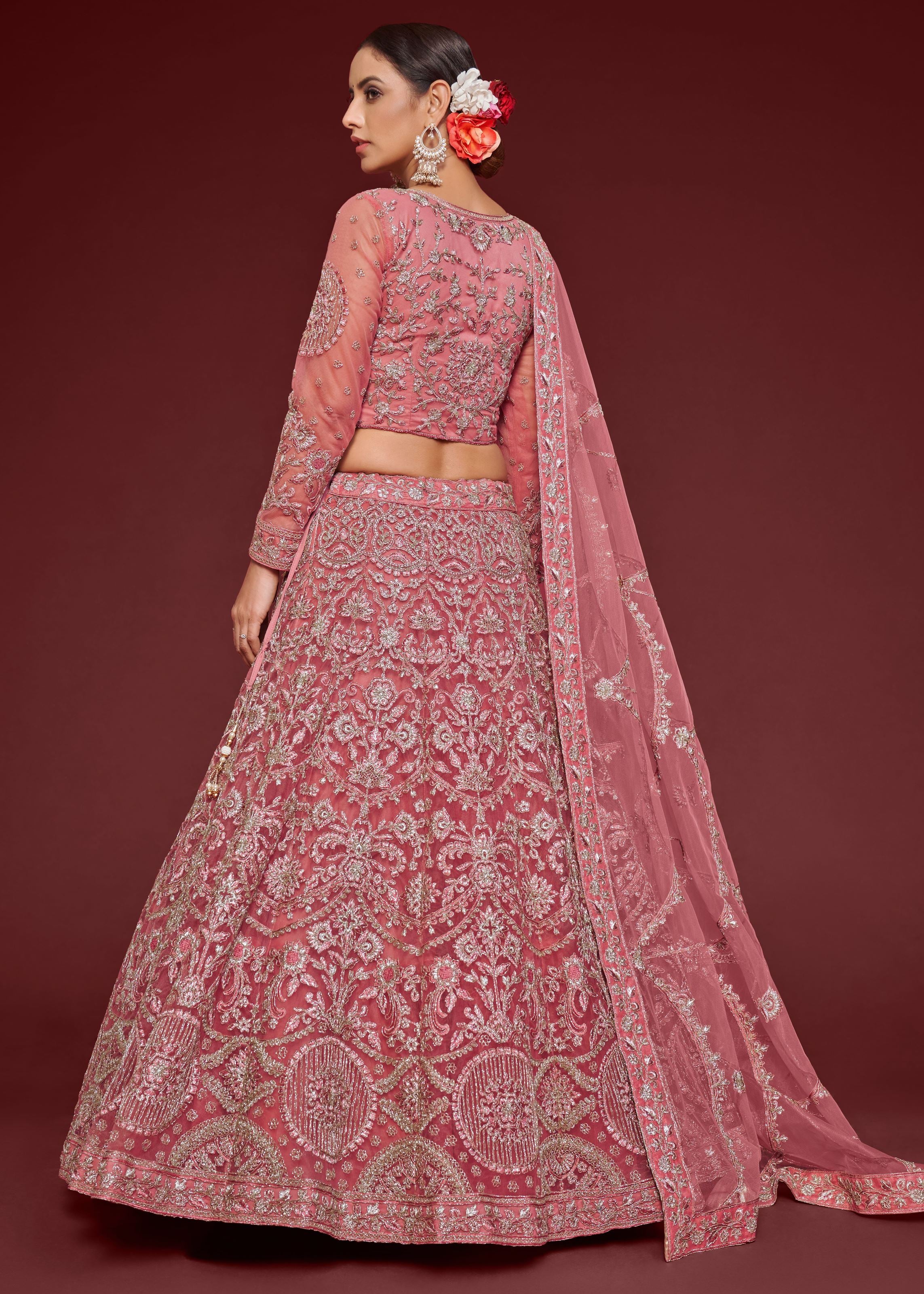 Fantasy Rose Lehenga Choli With Thread, Zari, Badla And Glitter Dori Embroidery Work