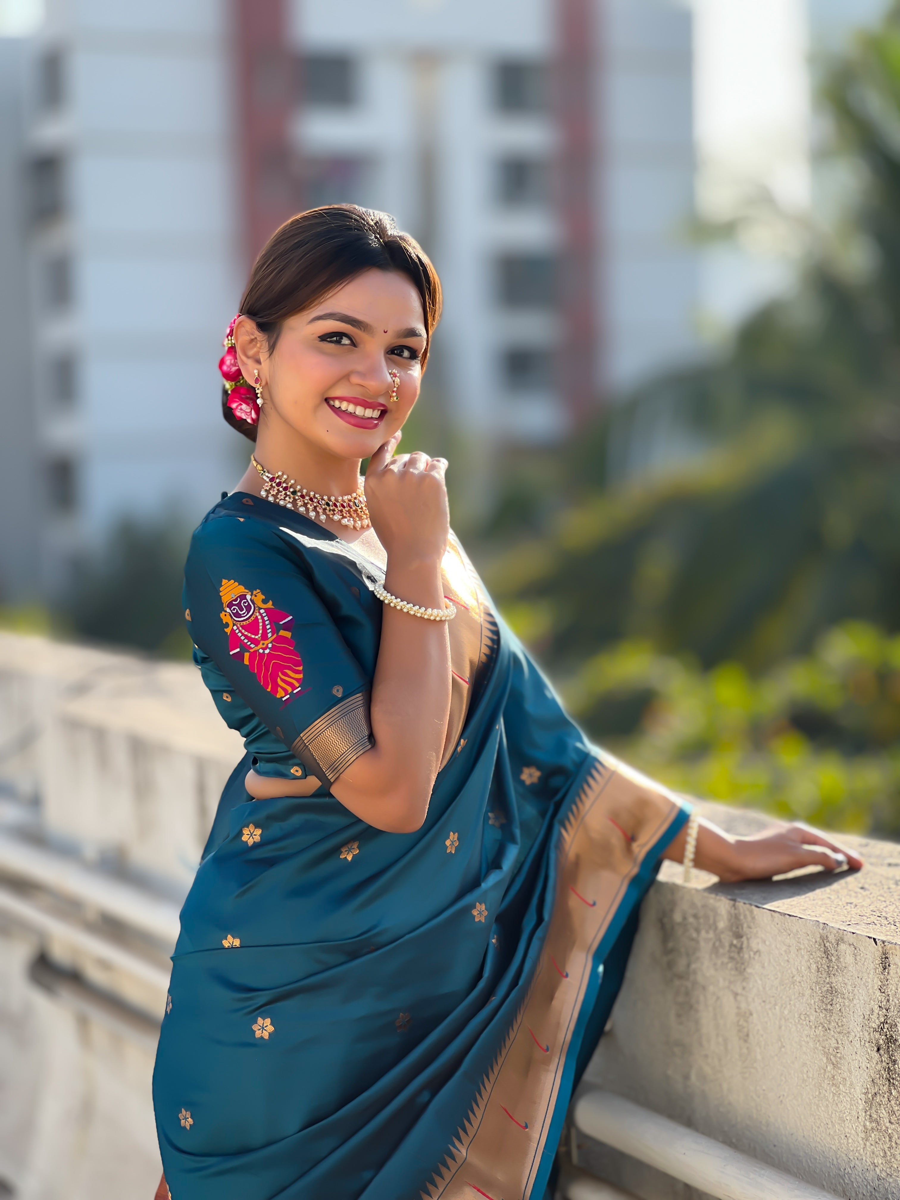 Festival Looks Navy Blue Soft Silk Woven Paithani Vitthala Designer Saree