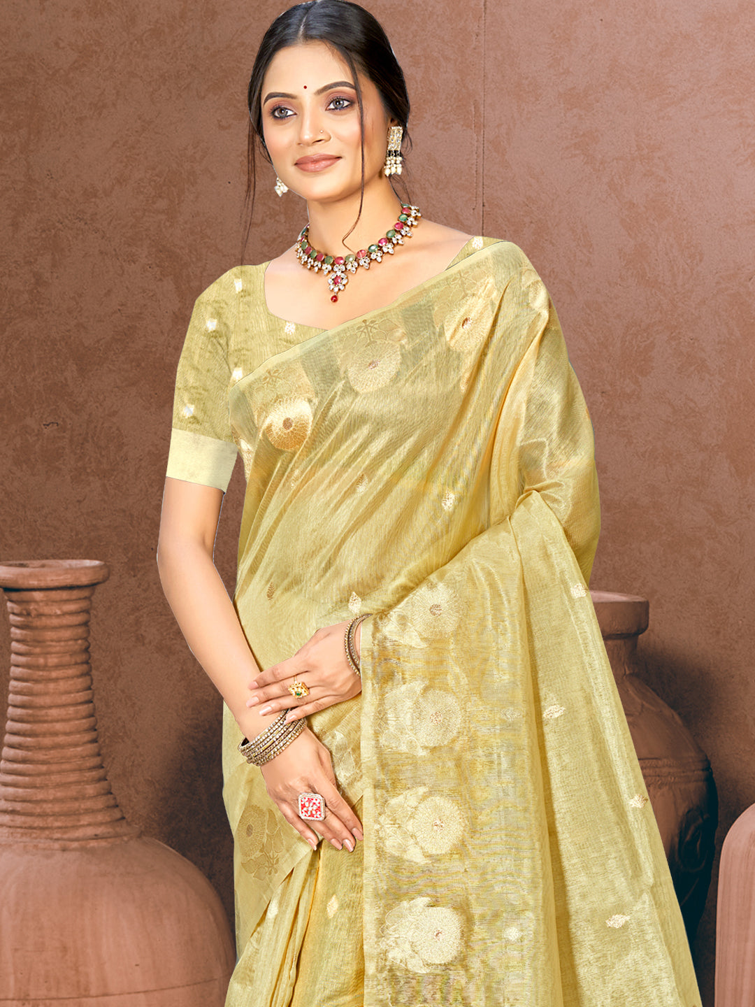Festive Olive Green Munga kota Festival Saree for Women