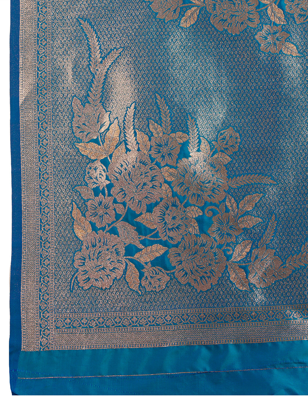 Firozi Banarasi Silk Saree with Butti and Floral Border