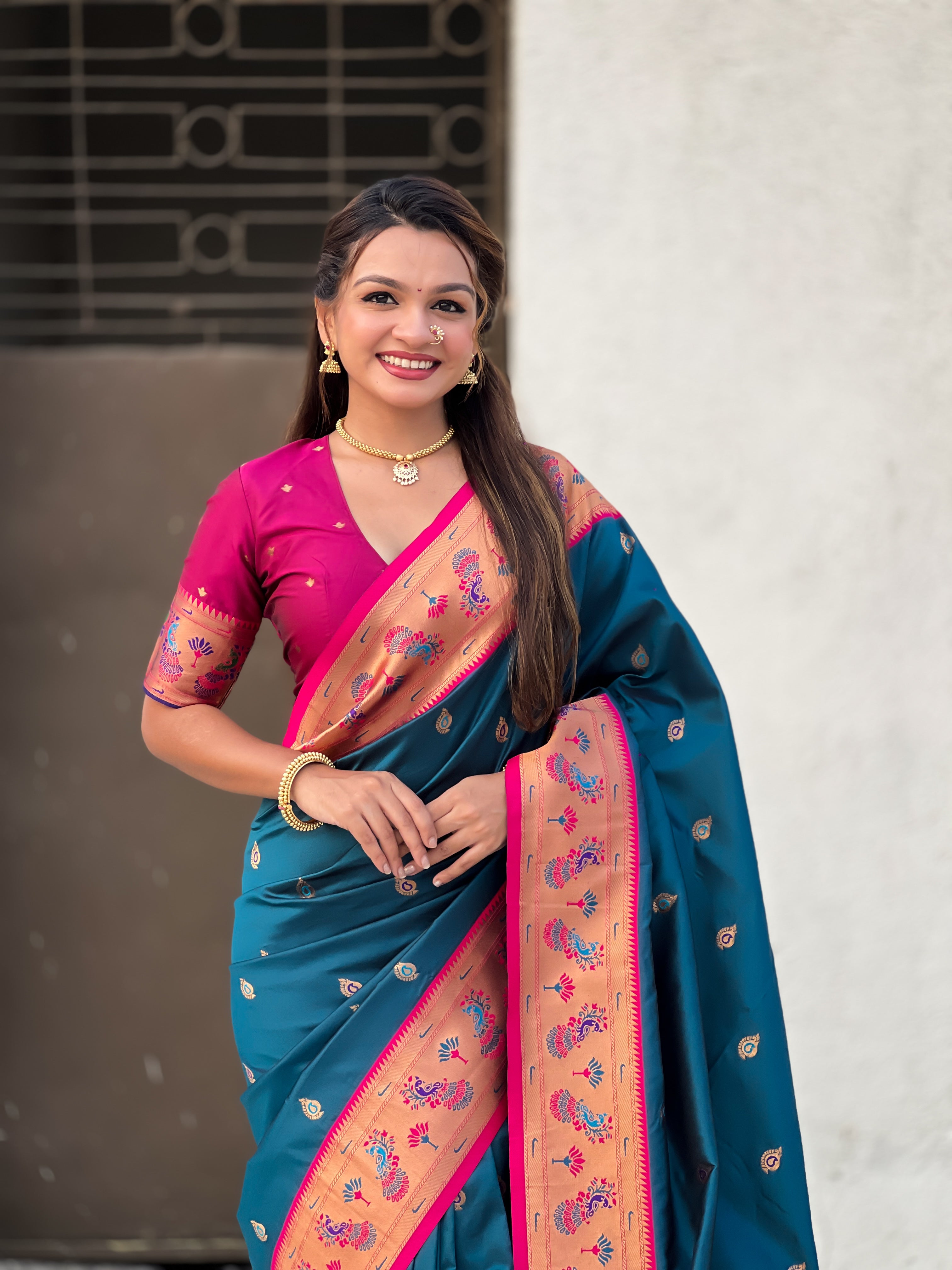 Glamorous Weaving Meenakari Designer Soft Silk Ethnic Partywear Blue Saree